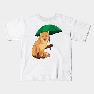 Fox with Umbrella Kids T-Shirt